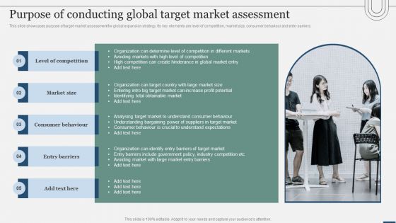 Assessing International Market Purpose Of Conducting Global Target Market Assessment Mockup PDF