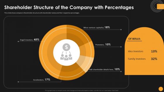 Assessing Startup Funding Channels Shareholder Structure Of The Company With Percentages Formats PDF