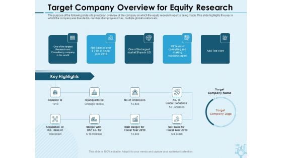 Assessing Stocks In Financial Market Target Company Overview For Equity Research Ppt PowerPoint Presentation File Vector PDF Assessing Stocks In Financial Market Target Company Overview For Equity Research Ppt PowerPoint Presentation File Vector PDF