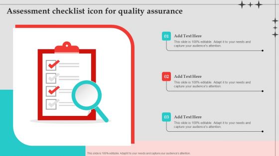 Assessment Checklist Icon For Quality Assurance Summary PDF