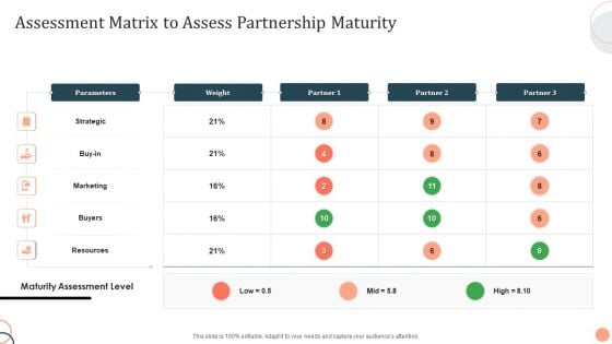 Assessment Matrix To Assess Partnership Maturity Topics PDF