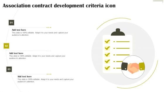 Association Contract Development Criteria Icon Elements PDF