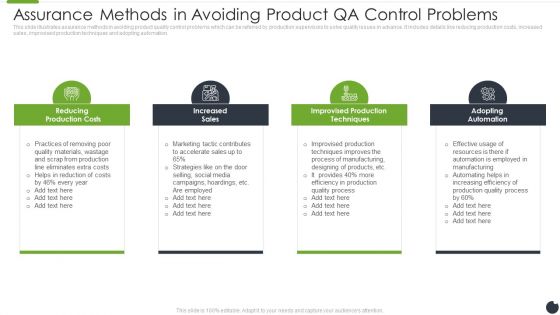 Assurance Methods In Avoiding Product QA Control Problems Guidelines PDF Assurance Methods In Avoiding Product QA Control Problems Guidelines PDF