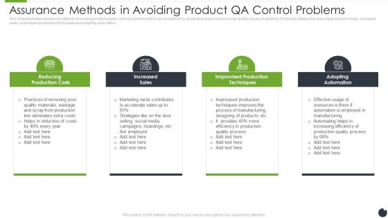 Assurance Methods In Avoiding Product QA Control Problems Guidelines PDF