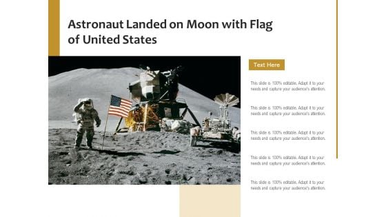 Astronaut Landed On Moon With Flag Of United States Ppt PowerPoint Presentation Professional Infographic Template PDF