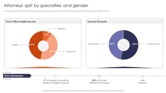 Attorneys Split By Specialties And Gender Multinational Legal Firm Company Profile Sample PDF