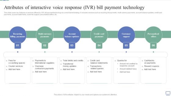 Attributes Of Interactive Voice Response IVR Bill Payment Technology Portrait PDF