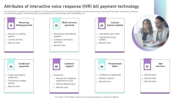 Attributes Of Interactive Voice Response IVR Bill Payment Technology Ppt Outline Samples PDF