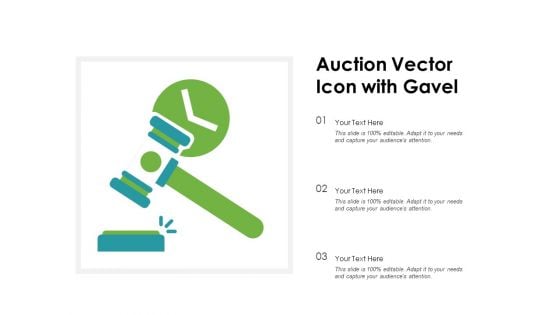 Auction Vector Icon With Gavel Ppt PowerPoint Presentation File Graphics Tutorials PDF