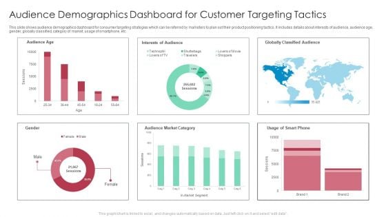 Audience Demographics Dashboard For Customer Targeting Tactics Slides PDF