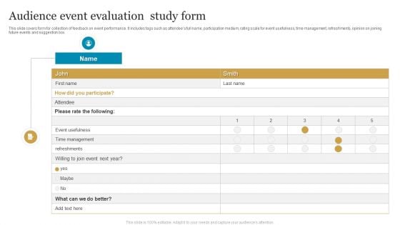 Audience Event Evaluation Study Form Topics PDF