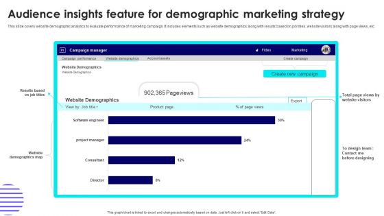 Audience Insights Feature For Demographic Marketing Strategy Portrait PDF