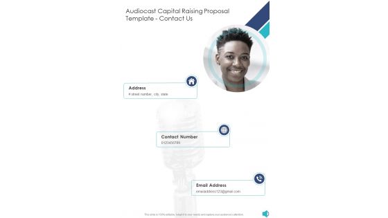 Audiocast Capital Raising Proposal Template Contact Us One Pager Sample Example Document