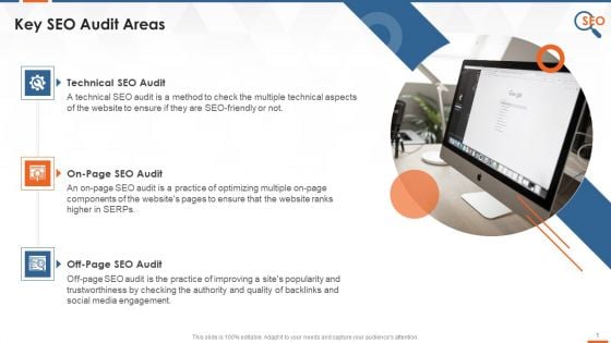 Audit Areas For Technical On Page And Off Page SEO Training Ppt