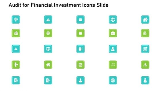 Audit For Financial Investment Icons Slide Guidelines PDF