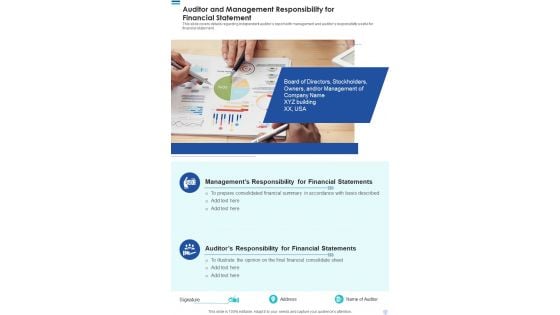 Auditor And Management Responsibility For Financial Statement Template 240 One Pager Documents Auditor And Management Responsibility For Financial Statement Template 240 One Pager Documents