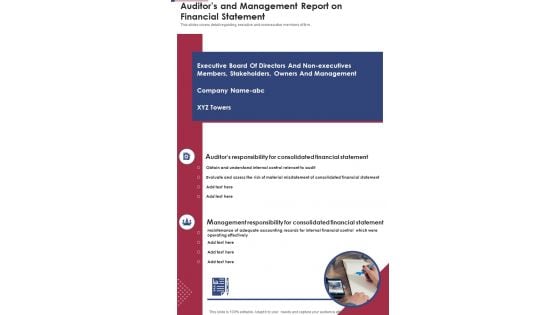 Auditors And Management Report On Financial Statement One Pager Documents