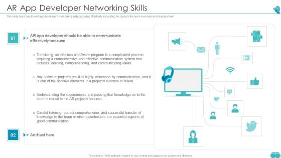 Augmented And Virtual Reality Technologies AR App Developer Networking Skills Background PDF Augmented And Virtual Reality Technologies AR App Developer Networking Skills Background PDF