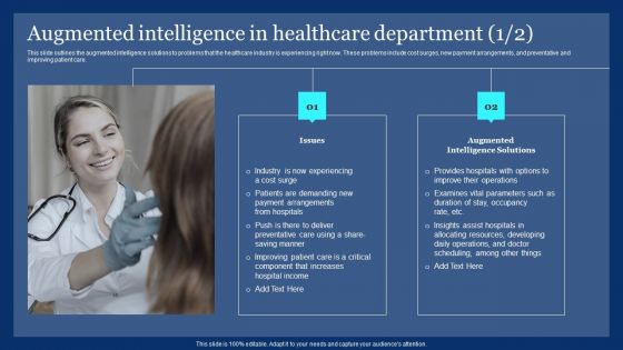 Augmented Intelligence In Healthcare Department Ppt PowerPoint Presentation File Pictures PDF