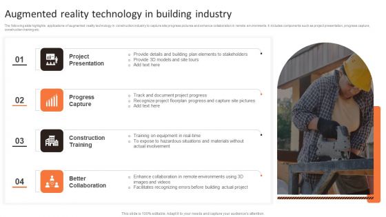Augmented Reality Technology In Building Industry Ppt PowerPoint Presentation File Smartart PDF