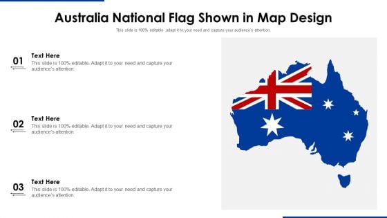 Australia National Flag Shown In Map Design Ppt PowerPoint Presentation File Templates PDF