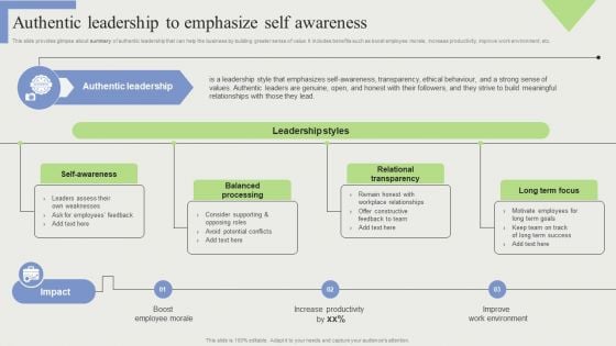 Authentic Leadership To Emphasize Self Awareness Themes PDF