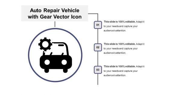 Auto Repair Vehicle With Gear Vector Icon Ppt PowerPoint Presentation Professional Microsoft PDF