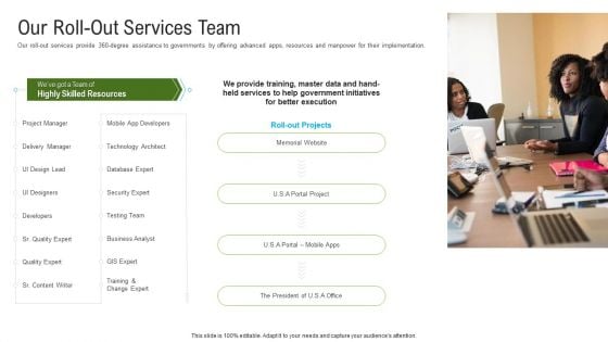 Automated Government Procedures Our Roll Out Services Team Introduction PDF