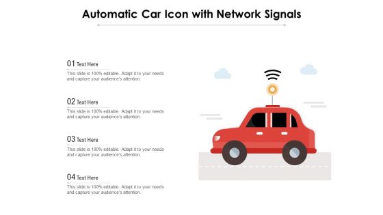 Automatic Car Icon With Network Signals Ppt PowerPoint Presentation Pictures Gallery PDF