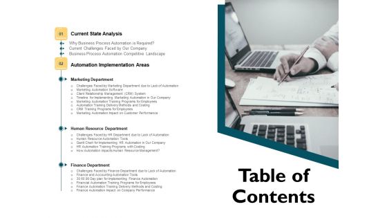 Automatically Controlling Process Table Of Contents Brochure PDF