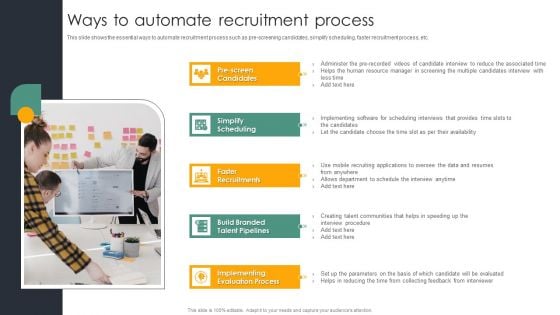 Automating Recruitment Process Ways To Automate Recruitment Process Infographics PDF