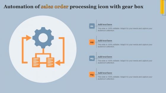 Automation Of Sales Order Processing Icon With Gear Box Download PDF