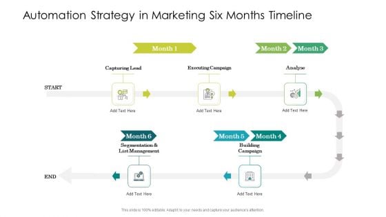 Automation Strategy In Marketing Six Months Timeline Slides