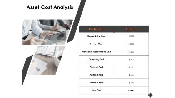 Automation Techniques And Solutions For Business Asset Cost Analysis Ppt Slides Graphics Template PDF