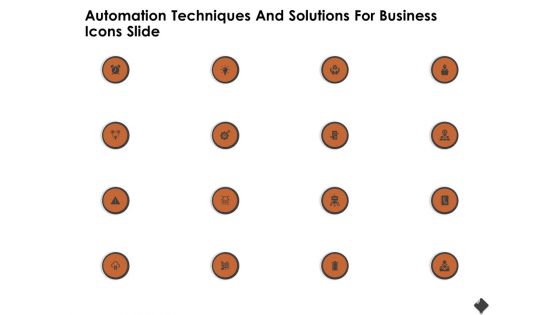 Automation Techniques And Solutions For Business Icons Slide Ppt Pictures Ideas PDF