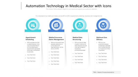 Automation Technology In Medical Sector With Icons Ppt PowerPoint Presentation Ideas Templates PDF