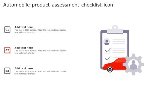 Automobile Product Assessment Checklist Icon Professional PDF