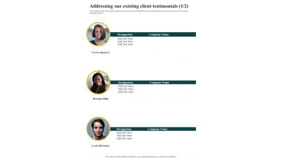 Automobile Repair And Maintenance Addressing Our Existing Client One Pager Sample Example Document Automobile Repair And Maintenance Addressing Our Existing Client One Pager Sample Example Document