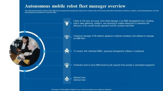 Autonomous Mobile Robot Fleet Manager Overview Clipart PDF