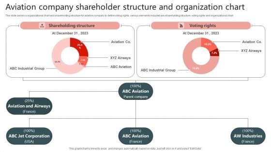 Aviation Company Shareholder Structure And Organization Chart Brochure PDF