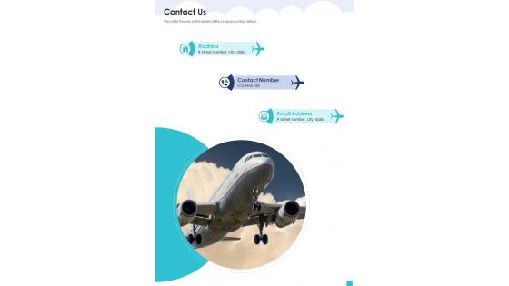 Aviation Services Management Contact Us One Pager Sample Example Document