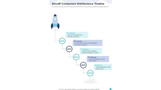 Aviation Services Management Proposal Aircraft Component Maintenance Timeline One Pager Sample Example Document