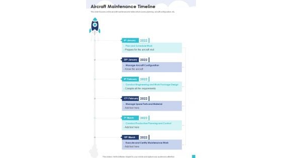 Aviation Services Management Proposal Aircraft Maintenance Timeline One Pager Sample Example Document