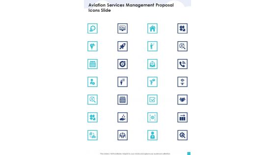 Aviation Services Management Proposal Icons Slide One Pager Sample Example Document