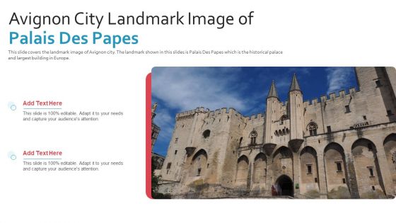 Avignon City Landmark Image Of Palais Des Papes PowerPoint Presentation Ppt Template PDF