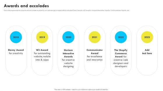 Awards And Accolades Web Design And Development Company Profile Topics PDF Awards And Accolades Web Design And Development Company Profile Topics PDF
