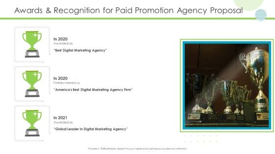 Awards And Recognition For Paid Promotion Agency Proposal Information PDF