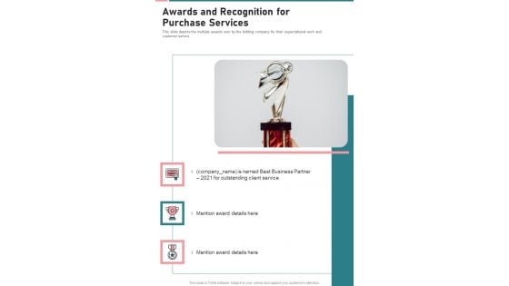 Awards And Recognition For Purchase Services One Pager Sample Example Document Awards And Recognition For Purchase Services One Pager Sample Example Document