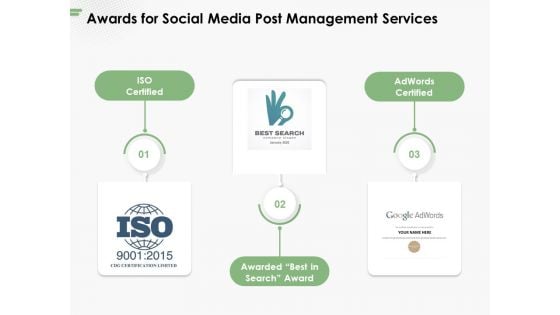 Awards For Social Media Post Management Services Ppt PowerPoint Presentation Pictures Slide Download PDF