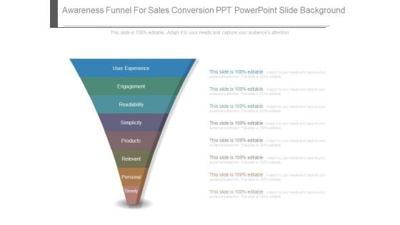 Awareness Funnel For Sales Conversion Ppt Powerpoint Slide Background
